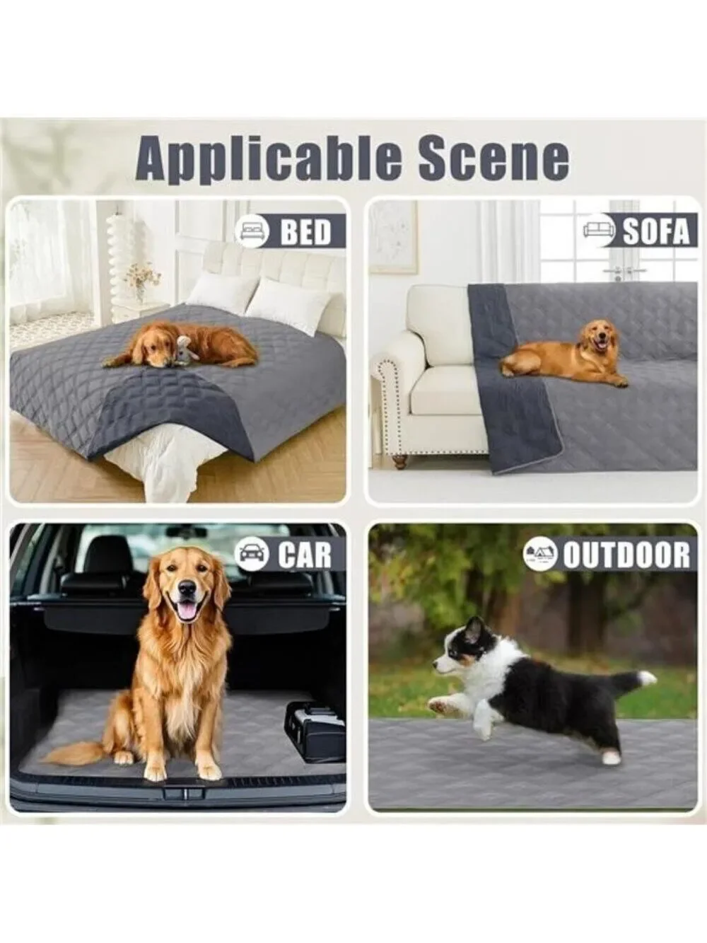 Waterproof Dog Bed Cover Blanket 30x70 Soft Reversible Pet Blanket GRAY Comfy NW